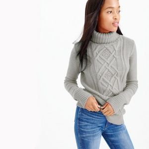 J Crew Cambridge Cable Turtleneck Sweater L